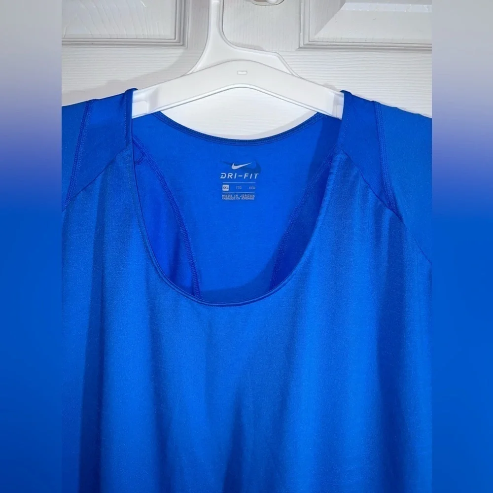 NIKE Running Dri Fit 10K Womens Blue Short Sleeve Top AJ4140 Sz XXL
